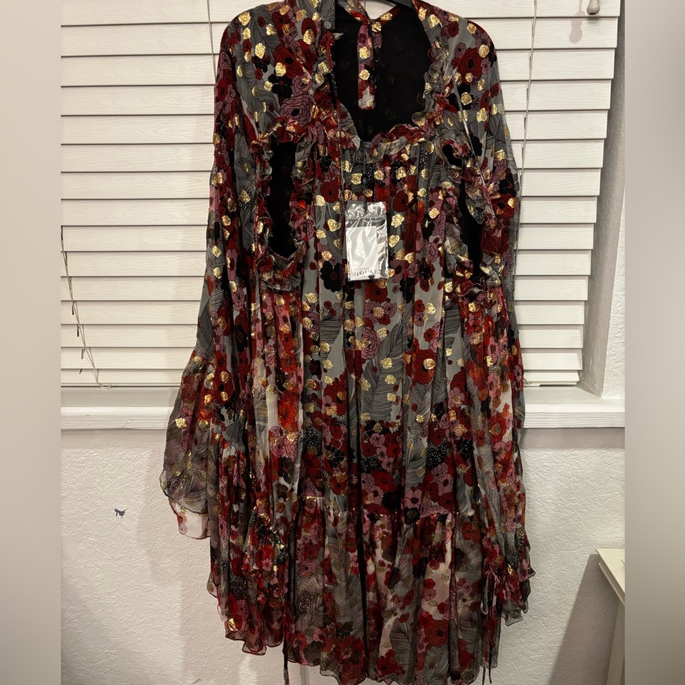 Alexander McQueen Red and Gold Floral Dress